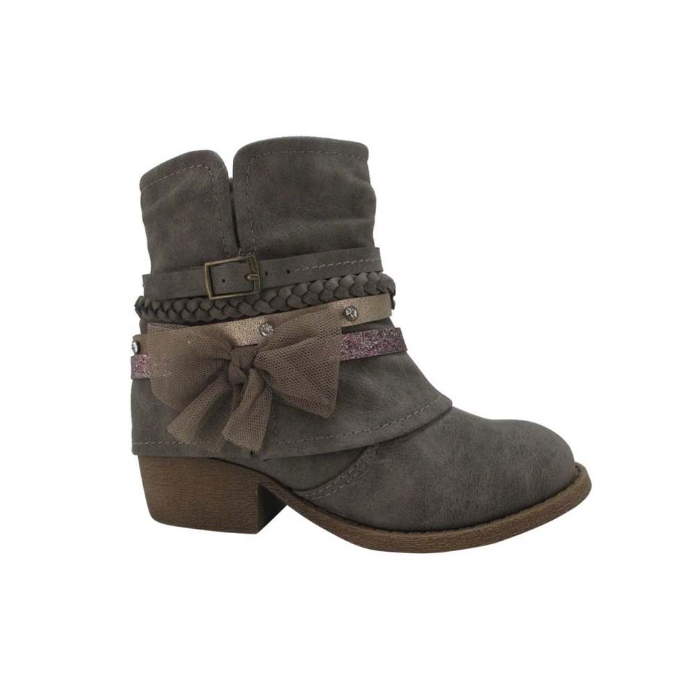 Jellypop BEAUTIFUL Stone Gray Lil Work It Embellished Ankle Booties GIRLS SIZE 4